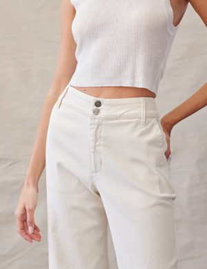 Saige Wide Leg Crop, Antique Ivory