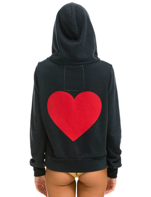 Heart Stitch Zip Hoodie, Charcoal