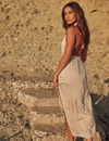 Smocked Waist Halter Midi Dress, Sandy Ivory