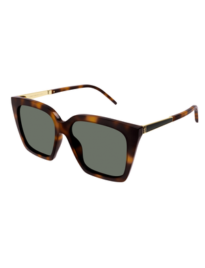 Matte Cateye Sunglasses, Havana/Gold/Green