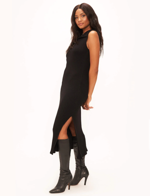 Smooth Operator Collared Sweater Rib Dress, Black