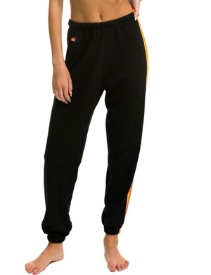 5 Stripe Sweatpants, Black 2
