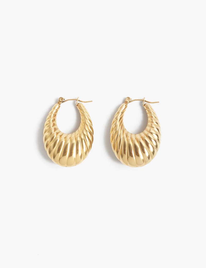 Halle Hoops 1.25", Gold Plated