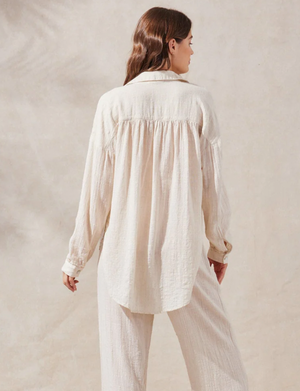 Flowy Beach Linen Shirt, Natural Linen