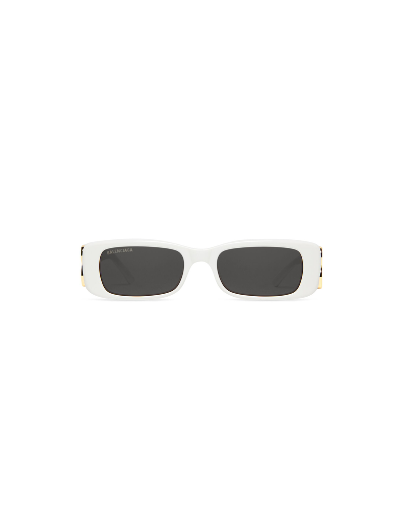 Dynasty Rectangle Sunglasses, White/Gold/Grey
