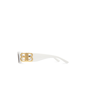 Dynasty Rectangle Sunglasses, White/Gold/Grey