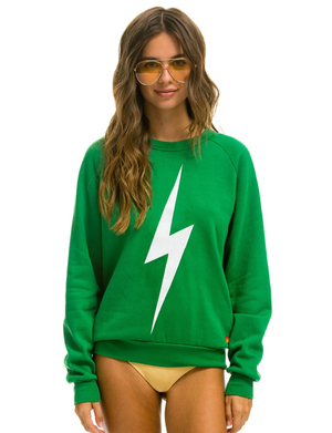 Bolt Crew Sweatshirt, Kelly Green/White