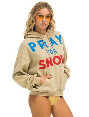 Pray For Snow Relaxed Pullover Hoodie, Sand