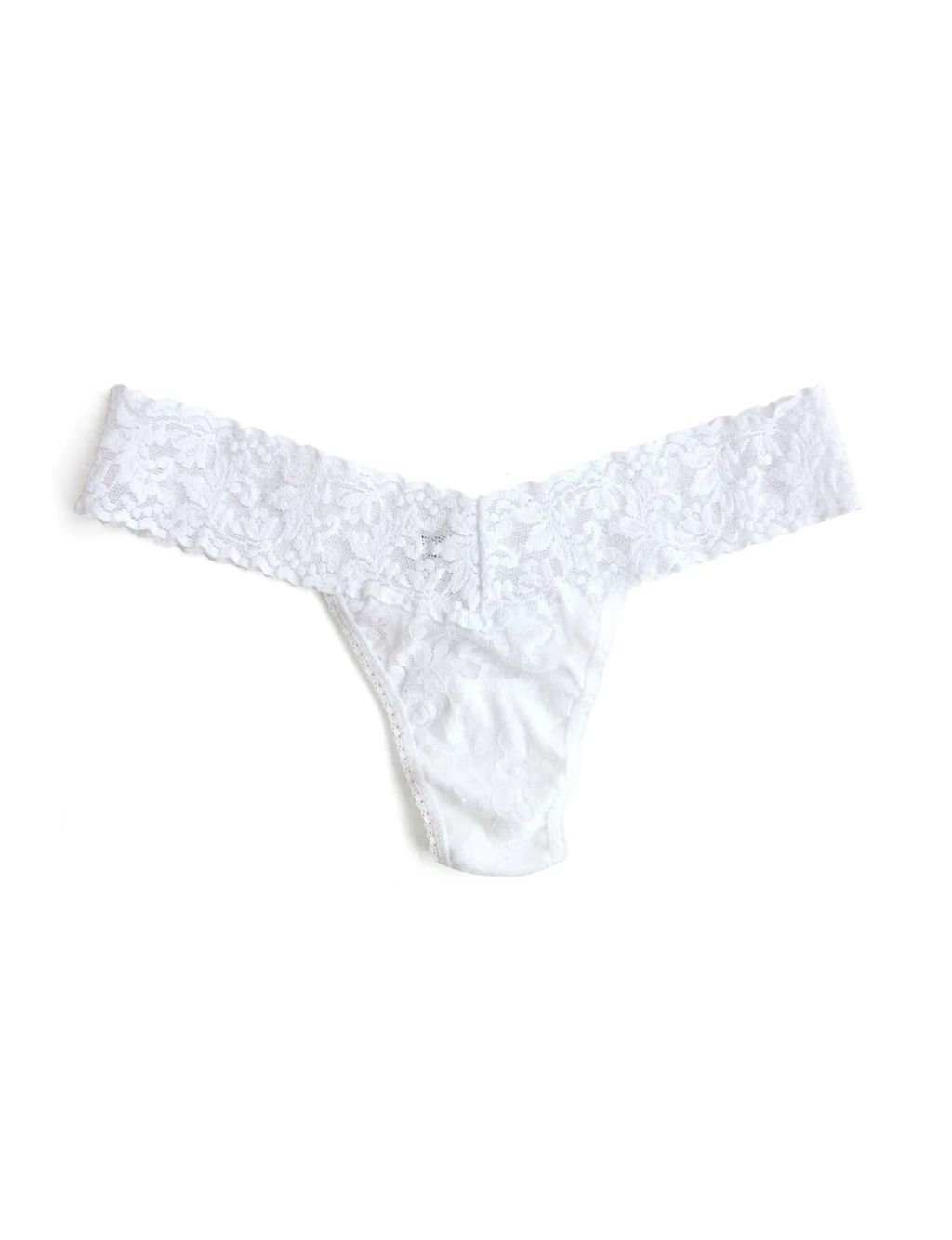 Signature Lace Low Rise Thong, White