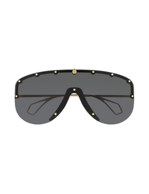 Studded Mask Sunglasses, Gold/Grey