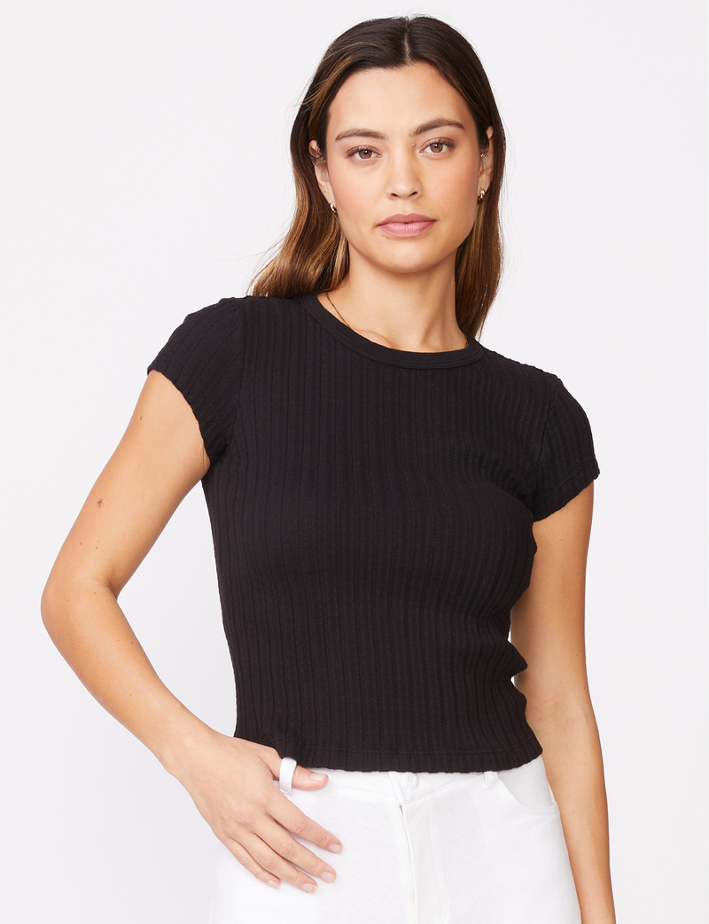 Cable Rib Mini Tee, Black