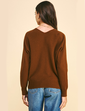 Longsleeve V Neck Sweater, Brown