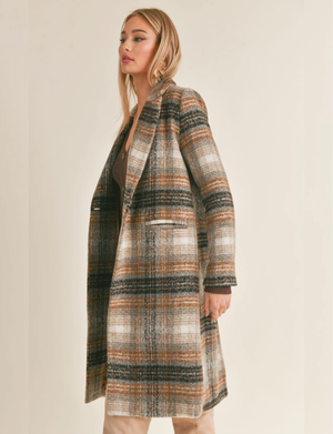 Delphi Plaid Coat, Charcoal Multi