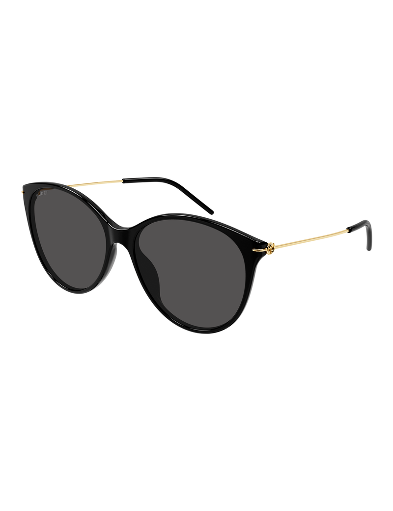 Basic Round Cat Eye Sunglasses, Black/Gold/Grey