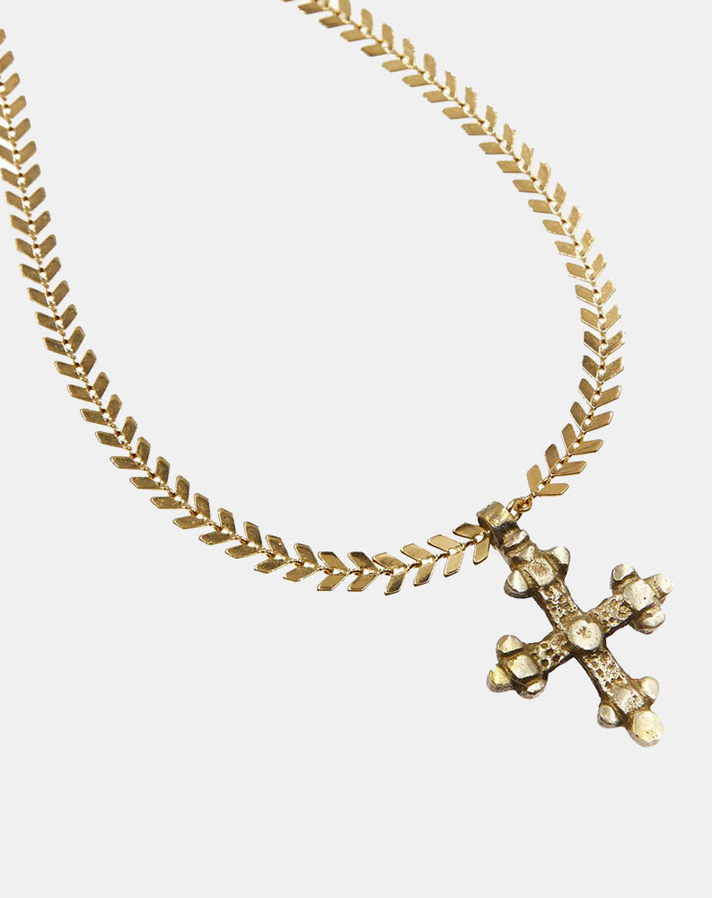 Natalie B Romeo Gold Plated Chevron Chain w/ Coptic Cross – Punch Clothing